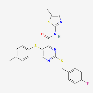 2-[(4-fluorobenzyl)sulfanyl]-5-[(4-methylphenyl)sulfanyl]-N-(5-methyl-1,3-thiazol-2-yl)pyrimidine-4-carboxamide