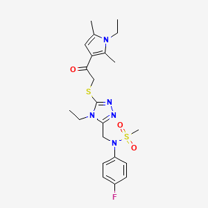 N-[(4-ethyl-5-{[2-(1-ethyl-2,5-dimethyl-1H-pyrrol-3-yl)-2-oxoethyl]sulfanyl}-4H-1,2,4-triazol-3-yl)methyl]-N-(4-fluorophenyl)methanesulfonamide