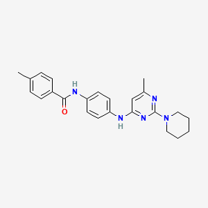 molecular formula C24H27N5O B11312269 4-Methyl-N-(4-{[6-methyl-2-(piperidin-1-YL)pyrimidin-4-YL]amino}phenyl)benzamide 