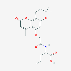 molecular formula C22H27NO7 B11312326 N-{[(4,8,8-trimethyl-2-oxo-9,10-dihydro-2H,8H-pyrano[2,3-f]chromen-5-yl)oxy]acetyl}norvaline 