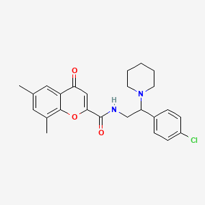 molecular formula C25H27ClN2O3 B11312336 N-[2-(4-chlorophenyl)-2-(piperidin-1-yl)ethyl]-6,8-dimethyl-4-oxo-4H-chromene-2-carboxamide 