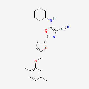 5-(Cyclohexylamino)-2-{5-[(2,5-dimethylphenoxy)methyl]furan-2-yl}-1,3-oxazole-4-carbonitrile