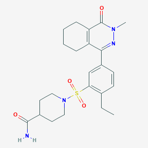 molecular formula C23H30N4O4S B11312359 1-{[2-Ethyl-5-(3-methyl-4-oxo-3,4,5,6,7,8-hexahydrophthalazin-1-yl)phenyl]sulfonyl}piperidine-4-carboxamide 