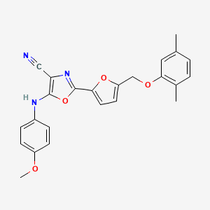 2-{5-[(2,5-Dimethylphenoxy)methyl]furan-2-yl}-5-[(4-methoxyphenyl)amino]-1,3-oxazole-4-carbonitrile