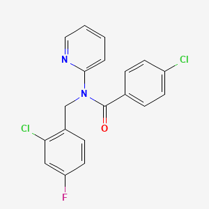 molecular formula C19H13Cl2FN2O B11312480 4-chloro-N-(2-chloro-4-fluorobenzyl)-N-(pyridin-2-yl)benzamide 