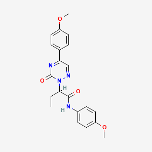 molecular formula C21H22N4O4 B11312555 N-(4-methoxyphenyl)-2-[5-(4-methoxyphenyl)-3-oxo-1,2,4-triazin-2(3H)-yl]butanamide 