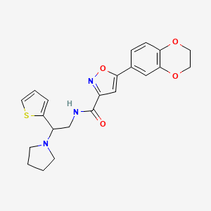 5-(2,3-dihydro-1,4-benzodioxin-6-yl)-N-[2-(pyrrolidin-1-yl)-2-(thiophen-2-yl)ethyl]-1,2-oxazole-3-carboxamide