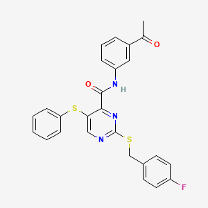 N-(3-acetylphenyl)-2-[(4-fluorobenzyl)sulfanyl]-5-(phenylsulfanyl)pyrimidine-4-carboxamide