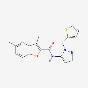 3,5-dimethyl-N-[1-(thiophen-2-ylmethyl)-1H-pyrazol-5-yl]-1-benzofuran-2-carboxamide