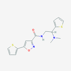 molecular formula C16H17N3O2S2 B11312698 N-[2-(dimethylamino)-2-(thiophen-2-yl)ethyl]-5-(thiophen-2-yl)-1,2-oxazole-3-carboxamide 