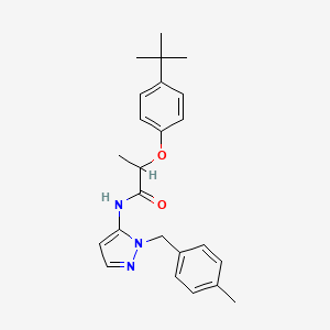 molecular formula C24H29N3O2 B11312736 2-(4-tert-butylphenoxy)-N-[1-(4-methylbenzyl)-1H-pyrazol-5-yl]propanamide 