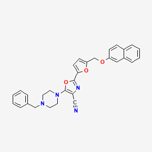 5-(4-Benzylpiperazin-1-yl)-2-{5-[(naphthalen-2-yloxy)methyl]furan-2-yl}-1,3-oxazole-4-carbonitrile