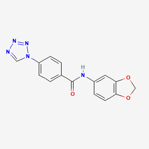 molecular formula C15H11N5O3 B11312777 N-(1,3-benzodioxol-5-yl)-4-(1H-tetrazol-1-yl)benzamide 