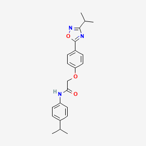 molecular formula C22H25N3O3 B11312783 2-{4-[3-(propan-2-yl)-1,2,4-oxadiazol-5-yl]phenoxy}-N-[4-(propan-2-yl)phenyl]acetamide 