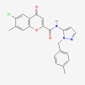 molecular formula C22H18ClN3O3 B11312805 6-chloro-7-methyl-N-[1-(4-methylbenzyl)-1H-pyrazol-5-yl]-4-oxo-4H-chromene-2-carboxamide 