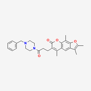 6-[3-(4-benzylpiperazin-1-yl)-3-oxopropyl]-2,3,5,9-tetramethyl-7H-furo[3,2-g]chromen-7-one