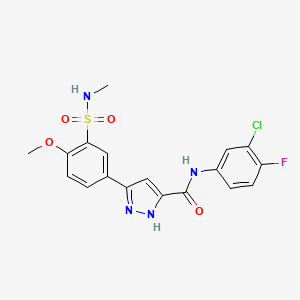 molecular formula C18H16ClFN4O4S B11312878 N-(3-Chloro-4-fluorophenyl)-5-[4-methoxy-3-(methylsulfamoyl)phenyl]-1H-pyrazole-3-carboxamide 