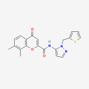 molecular formula C20H17N3O3S B11312904 7,8-dimethyl-4-oxo-N-[1-(thiophen-2-ylmethyl)-1H-pyrazol-5-yl]-4H-chromene-2-carboxamide 