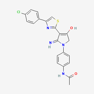 molecular formula C21H17ClN4O2S B11312917 N-(4-{3-[4-(4-chlorophenyl)-1,3-thiazol-2-yl]-4-hydroxy-2-imino-2,5-dihydro-1H-pyrrol-1-yl}phenyl)acetamide 