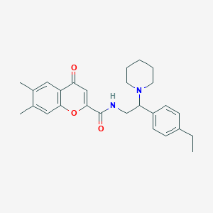 molecular formula C27H32N2O3 B11312965 N-[2-(4-ethylphenyl)-2-(piperidin-1-yl)ethyl]-6,7-dimethyl-4-oxo-4H-chromene-2-carboxamide 