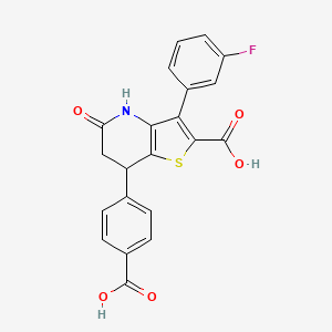 7-(4-Carboxyphenyl)-3-(3-fluorophenyl)-5-hydroxy-6,7-dihydrothieno[3,2-b]pyridine-2-carboxylic acid