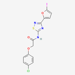 2-(4-chlorophenoxy)-N-[3-(5-iodofuran-2-yl)-1,2,4-thiadiazol-5-yl]acetamide