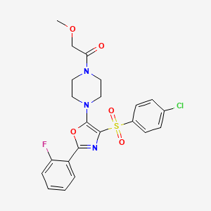 molecular formula C22H21ClFN3O5S B11313066 1-(4-{4-[(4-Chlorophenyl)sulfonyl]-2-(2-fluorophenyl)-1,3-oxazol-5-yl}piperazin-1-yl)-2-methoxyethanone 