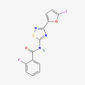 2-fluoro-N-[3-(5-iodofuran-2-yl)-1,2,4-thiadiazol-5-yl]benzamide