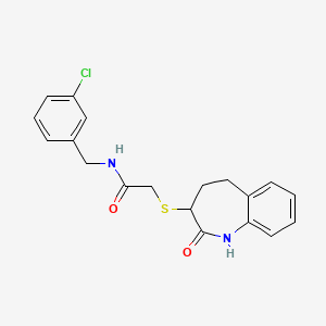 molecular formula C19H19ClN2O2S B11313130 N-(3-chlorobenzyl)-2-[(2-hydroxy-4,5-dihydro-3H-1-benzazepin-3-yl)sulfanyl]acetamide 