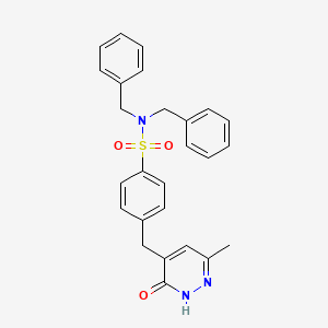 molecular formula C26H25N3O3S B11313166 N,N-dibenzyl-4-[(6-methyl-3-oxo-2,3-dihydropyridazin-4-yl)methyl]benzenesulfonamide 