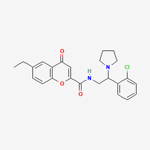 molecular formula C24H25ClN2O3 B11313182 N-[2-(2-chlorophenyl)-2-(pyrrolidin-1-yl)ethyl]-6-ethyl-4-oxo-4H-chromene-2-carboxamide 