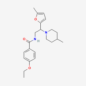 4-ethoxy-N-[2-(5-methylfuran-2-yl)-2-(4-methylpiperidin-1-yl)ethyl]benzamide