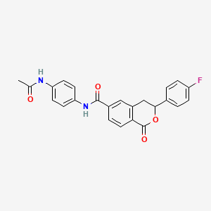 molecular formula C24H19FN2O4 B11313305 N-[4-(acetylamino)phenyl]-3-(4-fluorophenyl)-1-oxo-3,4-dihydro-1H-isochromene-6-carboxamide 