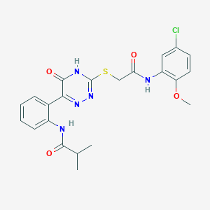 N-{2-[3-({2-[(5-chloro-2-methoxyphenyl)amino]-2-oxoethyl}sulfanyl)-5-oxo-4,5-dihydro-1,2,4-triazin-6-yl]phenyl}-2-methylpropanamide