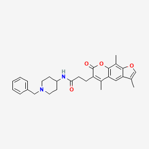 molecular formula C29H32N2O4 B11313372 N-(1-Benzylpiperidin-4-YL)-3-{3,5,9-trimethyl-7-oxo-7H-furo[3,2-G]chromen-6-YL}propanamide 