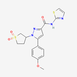 molecular formula C18H18N4O4S2 B11313386 1-(1,1-dioxidotetrahydrothiophen-3-yl)-5-(4-methoxyphenyl)-N-(1,3-thiazol-2-yl)-1H-pyrazole-3-carboxamide 