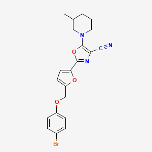 2-{5-[(4-Bromophenoxy)methyl]furan-2-yl}-5-(3-methylpiperidin-1-yl)-1,3-oxazole-4-carbonitrile