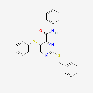 2-[(3-methylbenzyl)sulfanyl]-N-phenyl-5-(phenylsulfanyl)pyrimidine-4-carboxamide