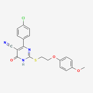 4-(4-Chlorophenyl)-2-{[2-(4-methoxyphenoxy)ethyl]sulfanyl}-6-oxo-1,6-dihydropyrimidine-5-carbonitrile