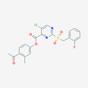 4-Acetyl-3-methylphenyl 5-chloro-2-[(2-fluorobenzyl)sulfonyl]pyrimidine-4-carboxylate