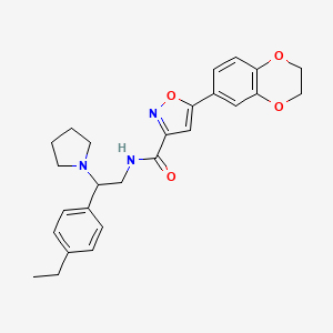 5-(2,3-dihydro-1,4-benzodioxin-6-yl)-N-[2-(4-ethylphenyl)-2-(pyrrolidin-1-yl)ethyl]-1,2-oxazole-3-carboxamide