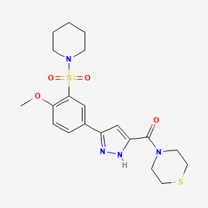 molecular formula C20H26N4O4S2 B11313568 {5-[4-methoxy-3-(piperidin-1-ylsulfonyl)phenyl]-1H-pyrazol-3-yl}(thiomorpholin-4-yl)methanone 