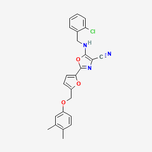 5-[(2-Chlorobenzyl)amino]-2-{5-[(3,4-dimethylphenoxy)methyl]furan-2-yl}-1,3-oxazole-4-carbonitrile