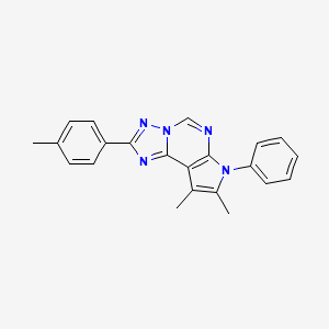 molecular formula C22H19N5 B11313634 8,9-dimethyl-2-(4-methylphenyl)-7-phenyl-7H-pyrrolo[3,2-e][1,2,4]triazolo[1,5-c]pyrimidine 