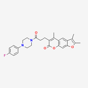 molecular formula C27H27FN2O4 B11313716 6-{3-[4-(4-fluorophenyl)piperazin-1-yl]-3-oxopropyl}-2,3,5-trimethyl-7H-furo[3,2-g]chromen-7-one 