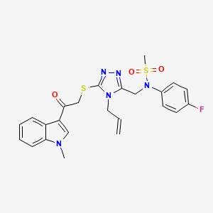 molecular formula C24H24FN5O3S2 B11313740 N-(4-Fluorophenyl)-N-[(5-{[2-(1-methyl-1H-indol-3-YL)-2-oxoethyl]sulfanyl}-4-(prop-2-EN-1-YL)-4H-1,2,4-triazol-3-YL)methyl]methanesulfonamide 