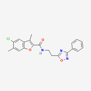 molecular formula C21H18ClN3O3 B11313790 5-chloro-3,6-dimethyl-N-[2-(3-phenyl-1,2,4-oxadiazol-5-yl)ethyl]-1-benzofuran-2-carboxamide 