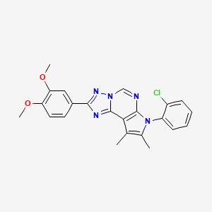 molecular formula C23H20ClN5O2 B11313841 4-[7-(2-Chlorophenyl)-8,9-dimethyl-7H-pyrrolo[3,2-E][1,2,4]triazolo[1,5-C]pyrimidin-2-YL]-2-methoxyphenyl methyl ether 