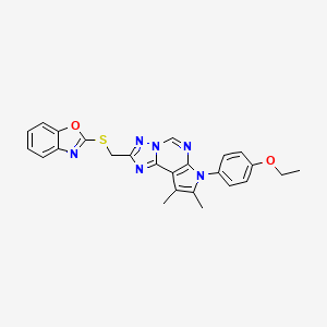 molecular formula C25H22N6O2S B11313877 2-({[7-(4-Ethoxyphenyl)-8,9-dimethyl-7H-pyrrolo[3,2-E][1,2,4]triazolo[1,5-C]pyrimidin-2-YL]methyl}sulfanyl)-1,3-benzoxazole 