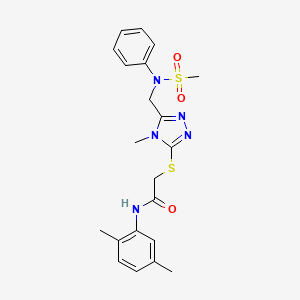 molecular formula C21H25N5O3S2 B11313923 N-(2,5-dimethylphenyl)-2-[(4-methyl-5-{[(methylsulfonyl)(phenyl)amino]methyl}-4H-1,2,4-triazol-3-yl)sulfanyl]acetamide 